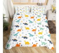 Homemissing Cute Dinosaur Duvet Cover Super King Size Boys Girls Cartoon Dinosaur Bedding Set Breathable Soft Wild Animal Comforter Cover 3Pcs Jungle Dino Plant Bedroom Decor
