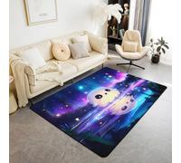 Homemissing Cute Ghost Area Rug 100 * 150cm Kids Starry Sky Living Room Rugs for Bedroom for Boys Girls Happy Halloween Decor Carpet Indoor Floor Mat Polyester