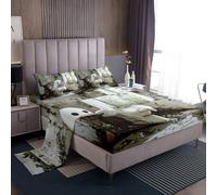Homemissing Cute Ghost Bed Sheets Set Double Happy Halloween Bedding for Kids Teens White Ghost Festival Themed Reading Funny Sheet with 16 Inch Deep Pockets Room Decor With 2 Pillow Case Soft 4Pcs