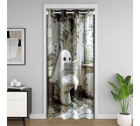 Homemissing Cute Ghost Closet Cover 106x203cm Happy Halloween Divider Curtain Cover for Kids Adults White Ghost Festival Themed Reading Funny Door Curtain for Doorway Privacy 30%-50% Blackout Shades