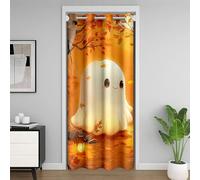 Homemissing Cute Ghost Door Curtain for Doorway Privacy 106x203cm for Kids Boys Girls Cartoon Halloween 30%-50% Room Darkening Blackout Fall Trick or Treat Room Divider Curtain