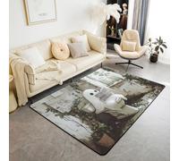 Homemissing Cute Ghost Living Room Rugs for Bedroom 150x200cm Happy Halloween Decor Carpet for Kids Teens Adults White Ghost Festival Themed Reading Funny Area Rug Indoor Floor Mat Room Decor