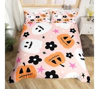 Homemissing Cute Halloween Duvet Cover Super King Size Cartoon Ghost Pumpkin Bedding Set for Kids Trick or Treat Decor Comforter Cover Soft Lightweight Microfiber Bedroom Decor(No Stuffing)