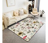 Homemissing Cute Mushroom Area Rug 150x200cm Natural Wild Fungus Living Room Rugs for Bedroom for Kids Boys Girls Decor Floral Blossom Botanic Grass Mushrooms Decor Carpet Indoor Floor Mat Room Decor