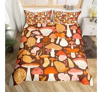 Homemissing Cute Mushroom Bedding Set Super King Size Kawaii Fungus Comforter Cover Set Teens Adults Wild Mushroom Stuff Duvet Cover Botanical Bedspread Cover Room Decor 3Pcs With 2 Pillow Case