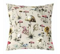 Homemissing Cute Mushroom Cushion Case Natural Wild Fungus Throw Pillow Covers 40x40cm Soft for Kids Boys Girls Floral Blossom Botanic Grass Mushrooms Decor Pillowcases Room Decor