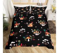 Homemissing Cute Mushroom Duvet Cover Cartoon Mushroom Comforter Cover Kawaii Fungus Bedding Set Wild Mushroom Bedspread Cover Bedclothes Zipper Super King