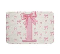 Homemissing Cute Pink Bow Bathroom Rugs Microfiber 16x24Inch Personalized Initial I Bath Mats Non-Slip Bowknot Bathroom Accessories Pink Alphabet Floor Doormats Princess Decor Soft Door Mat
