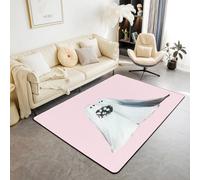 Homemissing Cute Pink Ghost Living Room Rugs for Bedroom Area Rug 100 * 150cm Kids Halloween Theme Decor Carpet for Boys Girls Teens Trick or Treat Romantic Couple Flowers Indoor Floor Mat Room Decor
