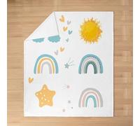 Homemissing Cute Rainbow Flannel Blanket 40x50Inch Kids Sun Star Print Polar Fleece Throw Cute Pattern All Seaon Cozy Blanket for Bed Couch Chair Living Room Heart Shape Cozy Fleece Throw Room Decor