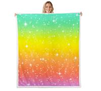 Homemissing Cute Rainbow Fleece Throw Blanket Glitter Galaxy Sherpa Blanket for Kids Women Men Plush Fuzzy Multicolor 40x50Inch Lovely Rainbows for Bed Couch Chair Living Room Bedroom Decor