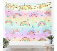 Homemissing Cute Rainbow Tapestry Cartoon Geometric Rainbow Wall Art for Living Room Bedroom Glitter Wall Hanging Blanket Multicolor Home Decor XLarge XLarge 69x91 Inch