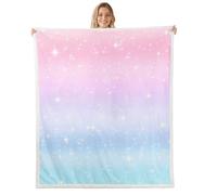 Homemissing Cute Rainbow Throw Blanket Glitter Galaxy Soft Fleece Sherpa Cozy Fuzzy Plush Warm Dreamy Fuzzy Plush Throw Princess Decor Baby 30x40Inch for Bed Couch Living Room
