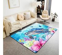 Homemissing Cute Sea Turtle Living Room Rugs for Bedroom for Kids Boys Girls Ocean Decor Carpet 100x150cm Reptile Tortoise Marine Life Sea Underwater World Area Rug Room Decor Indoor Floor Mat