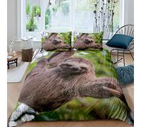 Homemissing Cute Sloth Bedding Set Tree Branches Comforter Cover for Kids Boys Girls Teens 3D Animal Duvet Cover Cartoon Sloth Breathable Bedding & Linen King