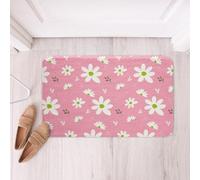 Homemissing Daisy Bathroom Rugs Botanical Floral Printed Bath Mats Blossom Flowers Pattern Bathroom Accessories Pink Floor Doormats 20x32Inch Soft Microfiber