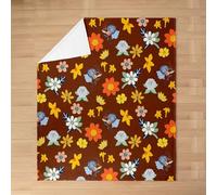 Homemissing Daisy Plush Throw Blanket Botanical Floral Printed Flannel Blanket Baby 30x40Inch Brown All Season Natural Theme for Couch Bed Bedroom