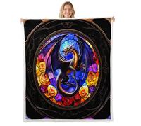 Homemissing Dargon Throw Blanket Wild Life Soft Fleece Sherpa Cozy Fuzzy Plush Warm Jungle Dragon Fuzzy Plush Throw Purple Yellow Single 50x60Inch 3D Dino Print for Bed Couch Living Room