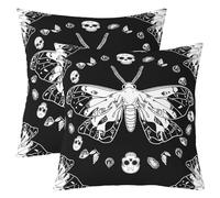 Homemissing Dead Moth Throw Pillow Covers 45x45cm Set of 2 Soft Kids Skull Boho Goth Cushion Cases for Boys Girls Halloween Decor Pillowcases Polyester