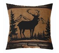 Homemissing Dear Throw Pillow Covers 1 Pcs Rustic Cabin Country Square Cushion Covers Farmhouse Pillow Case Wild Animal Cushion Case for Couch Sofa Auburn Bedroom Decor 40x40cm