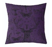 Homemissing Death Moth Deer Throw Pillow Covers 1 Pcs Goth Gothic Purple Decorative Pillowcase Boho Bohemian Cushion Covers for Sofa Couch Bed Cushion Case Home Decor 24 x 24-Inch