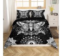 Homemissing Death Moth Duvet Cover King Size Halloween Decorations Bedding Set Women Men Ultra Soft Skull Moth Decor Comforter Cover Set Boho Bedspread Cover Room Decor Bedclothes Zipper