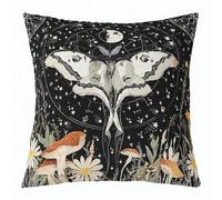 Homemissing Death Moth Throw Pillow Covers 55x55cm Soft Kids Cute Mushroom Decor Pillowcases for Boys Girls Teens Cartoon Mushrooms Fungus Boho Moth Galaxy Botanic Floral Cushion Case Room Decor