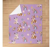 Homemissing Deer and Flowers Print Flannel Blanket Plush Fuzzy Baby 30x40Inch Purple for Kids Girls Cute Elk Fleece Throw Blanket for Teens Animals Cozy Blanket Decor, Soft