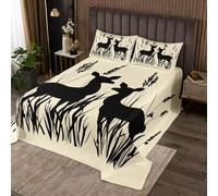 Homemissing Deer Bedspread King Size Kids Antler Hunting Coverlet Set for Boys Girls Rustic Western Farmhouse Wild Animal Quilted Coverlet Room Decor