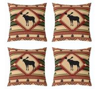 Homemissing Deer Cushion Case 50x50cm Deer Hunting Throw Pillow Covers Set of 4 for Boys Girls Children Boho Decor Pillowcase Southwest Native American Design Room Decor