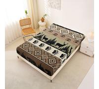 Homemissing Deer Fitted Sheet 150x200cm Bear Bed Sheets Set 30cm Deep Pocket Rustic Cabin Country Bedding Wild Animal Western Nature WildLife Breathable Soft Lightweight Microfiber