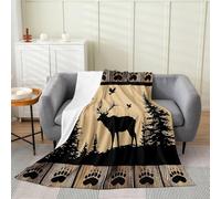 Homemissing Deer Fleece Throw Blanket Deer Hunting Flannel Blanket Plush Fuzzy Rustic Wild Animal Antlers Rustic Cabin Country Baby 30x40Inch Nature WildLife Bedroom Decor