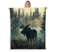 Homemissing Deer Hunting Sherpa Throw Blanket for Couch Cute Deer Super Soft Cozy Fleece Antlers Blanket for Winter, Plush Throw Wild Animal 40x50Inch All Season