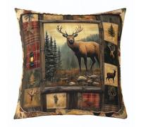 Homemissing Deer Reversible Throw Pillow Covers 50x50cm Wild Animal Pillow Covers Home Decor Rustic Cabin Country Square Cushion Covers Set of 1 Nature Wildlife Throw Pillowcases Forest