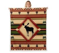 Homemissing Deer Sherpa Blanket Plush Fuzzy 40x50Inch Deer Hunting Fleece Throw Blanket for Boys Girls Children Boho Southwest Native American Design Room Decor Soft All Season