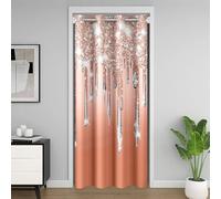 Homemissing Diamond Print Door Curtain for Doorway Privacy Orange Glitter Closet Cover Silver Shiny Room Divider Curtain 132x203cm Bedroom Living Room Window Treatments