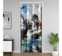 Homemissing Dinosaur Door Curtain for Doorway Privacy,150x203cm 1 Panel,3D Jurassic Dinosaur Closet Cover,Jungle Dino Room Divider Curtain,Wild Animal Bedroom Living Room Wildlife Bedroom Decor
