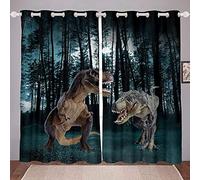 Homemissing Dinosaur Window Curtains Jungle Animals Pattern Curtains Couple Dino Wildlife Style Windows Drapes Era Of Dinosaurs Window W66*L72