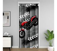 Homemissing Dirt Bike Doorway Curtain Privacy 132x203cm 1 Panel Motorcycle Comforter Cover Set Extreme Sports Motorbike Door Cover Curtain Window Treatments Room Decor Red Doors with Windows