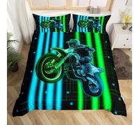 Homemissing Dirt Bike Kids Bedding Set,Boys Girls Super King Size,Racing Motocross Rider Duvet Cover,Extreme Sports Comforter Cover,3D Pattern Bedclothes Colorful Modern Bedroom Decor
