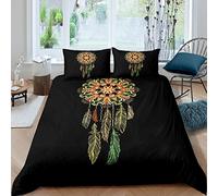 Homemissing Dreamcatcher Bedding Set for Girls Boys Boho Dream Catcher Comforter Cover Indian Feather Duvet Cover Tribal Elements Dark Bedding & Linen Single Bedding 2Pcs