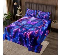 Homemissing Dreamcatcher Boho Style Bedspread Cover Double Size Chic Luxury Quilt Boho Dream Catcher Decor Bedspread Indian Hippie Feather Print Living Blanket