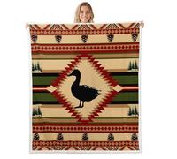 Homemissing Duck Sherpa Blanket Plush Fuzzy 40x50Inch Hunting Woodland Duck Fleece Throw Blanket for Boys Girls Children Boho Southwest Native American Design Room Decor Soft All Season