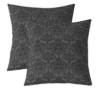 Homemissing Empire Damask Black Cushion Covers Set of 2 60x60cm Gothic Floral Throw Pillow Covers for Bed Sofa Couch Luxury Royal Jacquard Decor Pillowcase Minimalist Cushion Case