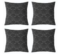 Homemissing Empire Damask Black Cushion Covers Set of 4 45x45cm Gothic Floral Throw Pillow Covers for Bed Sofa Couch Luxury Royal Jacquard Decor Pillowcase Minimalist Cushion Case
