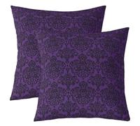 Homemissing Empire Damask Purple Cushion Covers Set of 2 55x55cm Gothic Floral Throw Pillow Covers for Bed Sofa Couch Luxury Royal Jacquard Decor Pillowcase Minimalist Cushion Case