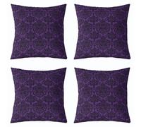 Homemissing Empire Damask Purple Cushion Covers Set of 4 40x40cm Gothic Floral Throw Pillow Covers for Bed Sofa Couch Luxury Royal Jacquard Decor Pillowcase Minimalist Cushion Case