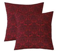 Homemissing Empire Damask Red Cushion Covers Set of 2 45x45cm Gothic Floral Throw Pillow Covers for Bed Sofa Couch Luxury Royal Jacquard Decor Pillowcase Minimalist Cushion Case