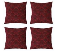 Homemissing Empire Damask Red Cushion Covers Set of 4 40x40cm Gothic Floral Throw Pillow Covers for Bed Sofa Couch Luxury Royal Jacquard Decor Pillowcase Minimalist Cushion Case