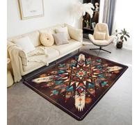 Homemissing Ethnic Totem Arrow Area Rug 100 * 150cm Kids Southwestern Aztec Living Room Rugs for Bedroom for Boys Girls Rustic Western Decor Carpet Indoor Floor Mat Polyester